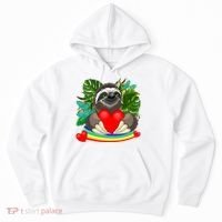 Happy Valentines Day Cute Sloth With Rainbow And Heart Hoodie thumb 0