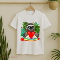 Happy Valentines Day Cute Sloth With Rainbow And Heart T-Shirt thumb 2