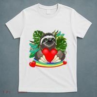 Happy Valentines Day Cute Sloth With Rainbow And Heart T-Shirt thumb 5