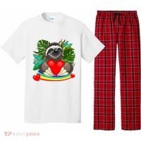 Happy Valentines Day Cute Sloth With Rainbow And Heart Pajama Set thumb 0