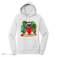 Happy Valentines Day Cute Sloth With Rainbow And Heart Women's Hoodie thumb 0