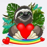 Happy Valentines Day Cute Sloth With Rainbow And Heart Women's Hoodie thumb 2
