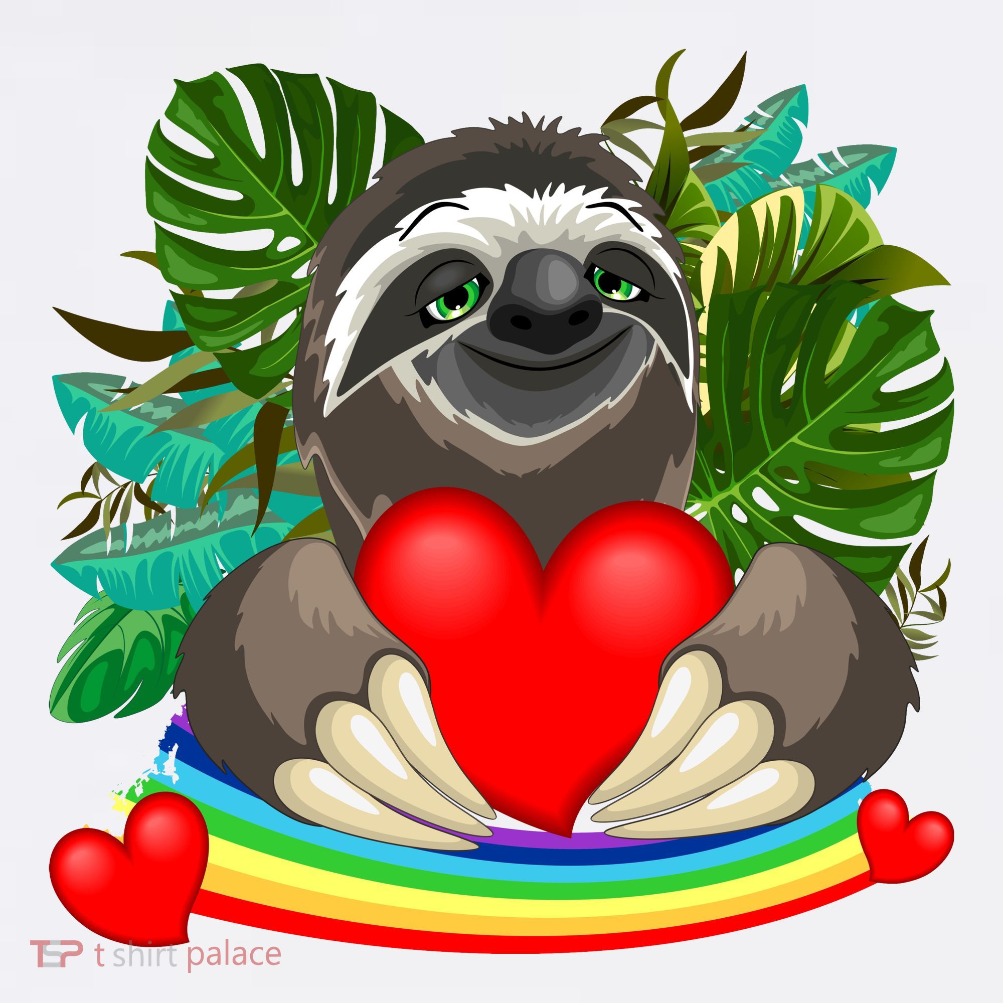 Happy Valentines Day Cute Sloth With Rainbow And Heart Women's Hoodie