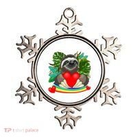 Happy Valentines Day Cute Sloth With Rainbow And Heart Ornament thumb 0