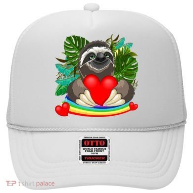 Happy Valentines Day Cute Sloth With Rainbow And Heart Hat