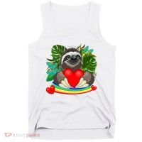 Happy Valentines Day Cute Sloth With Rainbow And Heart Tank Top thumb 0