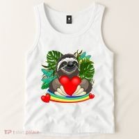Happy Valentines Day Cute Sloth With Rainbow And Heart Tank Top thumb 2