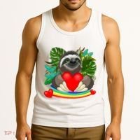 Happy Valentines Day Cute Sloth With Rainbow And Heart Tank Top thumb 3