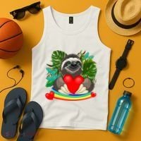 Happy Valentines Day Cute Sloth With Rainbow And Heart Tank Top thumb 4