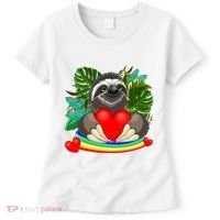 Happy Valentines Day Cute Sloth With Rainbow And Heart Women's T-Shirt thumb 0