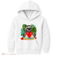 Happy Valentines Day Cute Sloth With Rainbow And Heart Kids Hoodie thumb 0