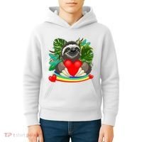 Happy Valentines Day Cute Sloth With Rainbow And Heart Kids Hoodie thumb 4