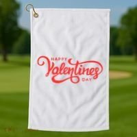 Happy Valentines Day Cute Holiday Gift Golf Towel thumb 1