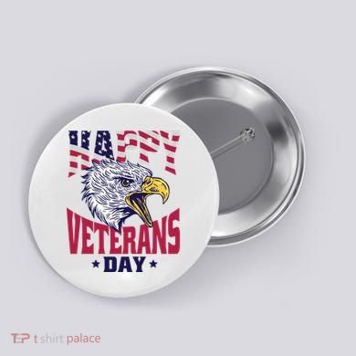 Happy Veterans Day Eagle Button
