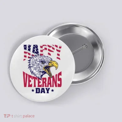 Happy Veterans Day Eagle Button