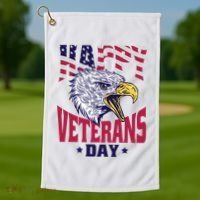 Happy Veterans Day Eagle Golf Towel thumb 1