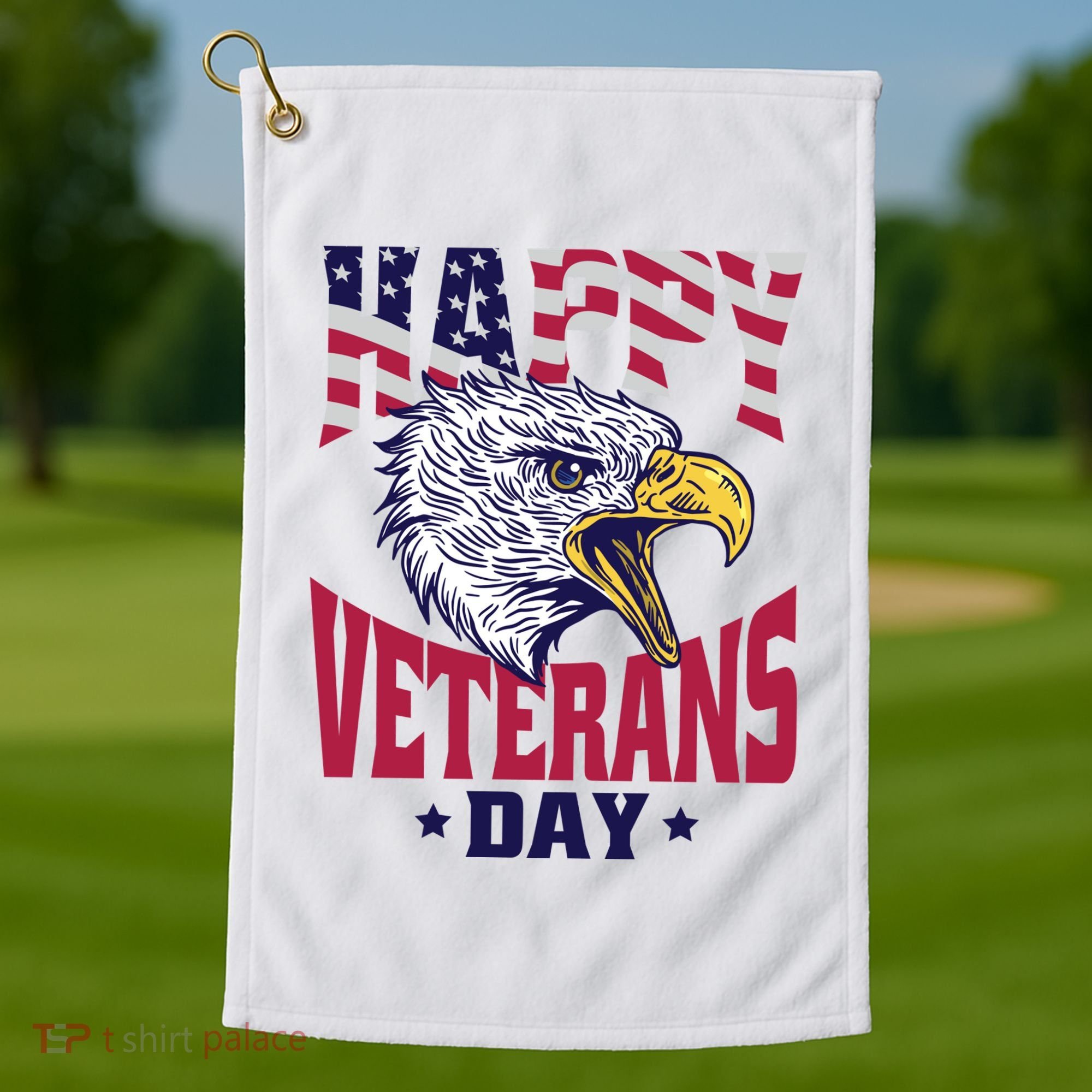 Happy Veterans Day Eagle Golf Towel