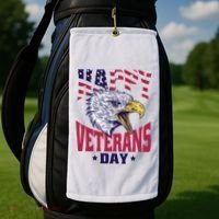 Happy Veterans Day Eagle Golf Towel thumb 2