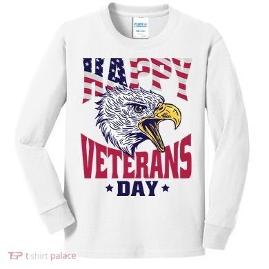 Happy Veterans Day Eagle Kids Long Sleeve Shirt