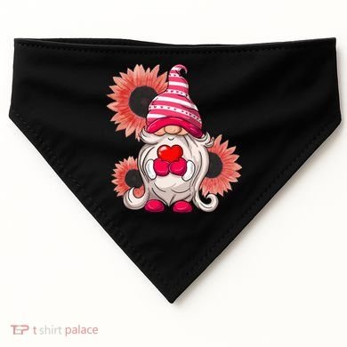 Happy Valentine's Day Gnome Sunflower USA-Made Doggie Bandana