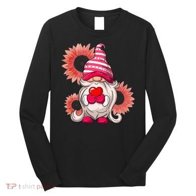 Happy Valentine's Day Gnome Sunflower Long Sleeve Shirt