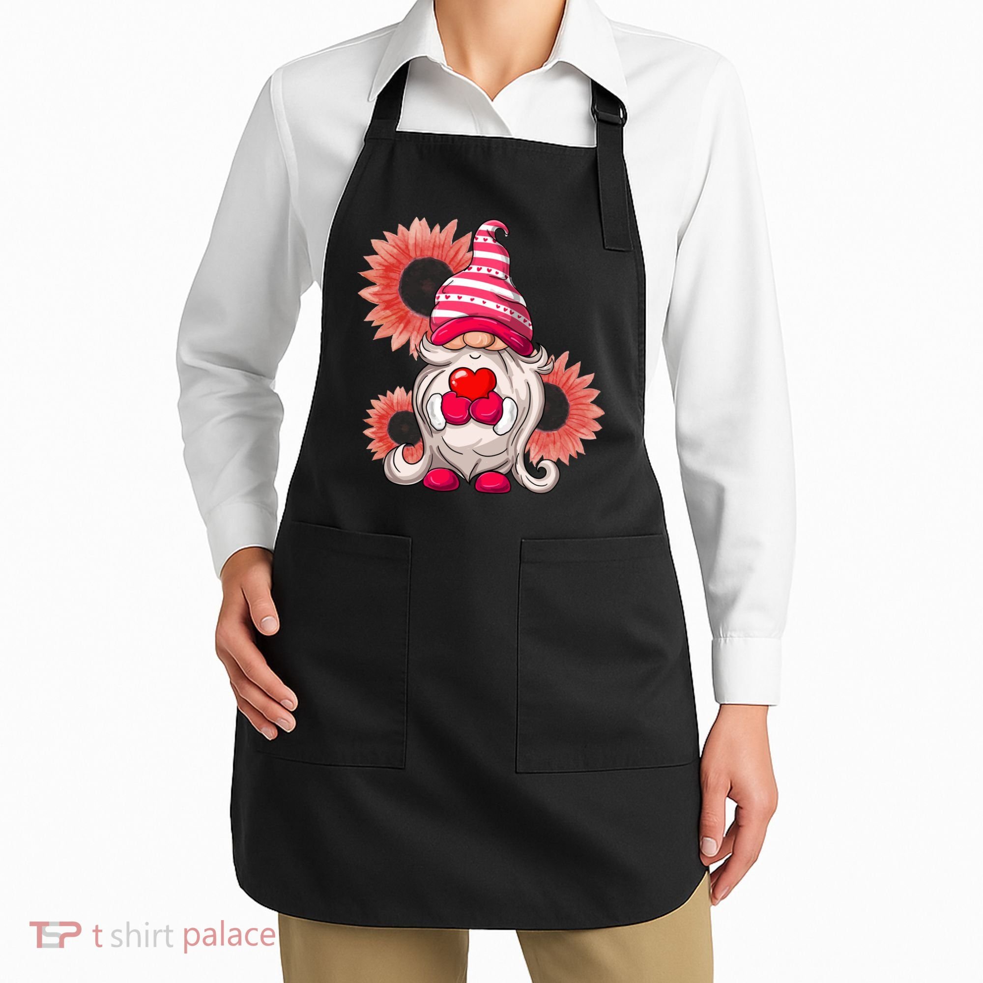 Happy Valentine's Day Gnome Sunflower Apron
