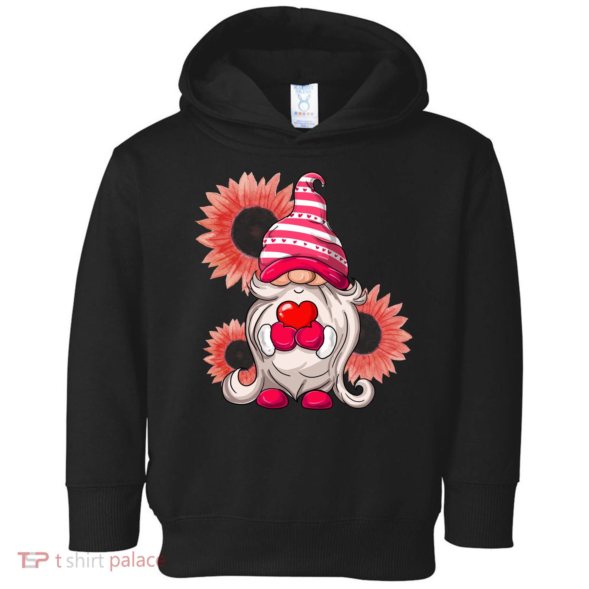Happy Valentine's Day Gnome Sunflower Toddler Hoodie