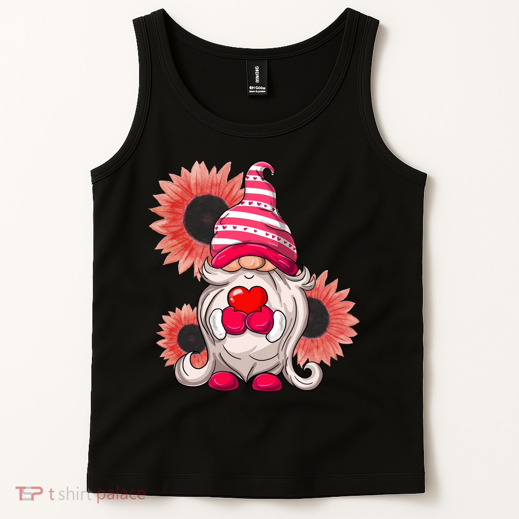 Happy Valentine's Day Gnome Sunflower Tank Top