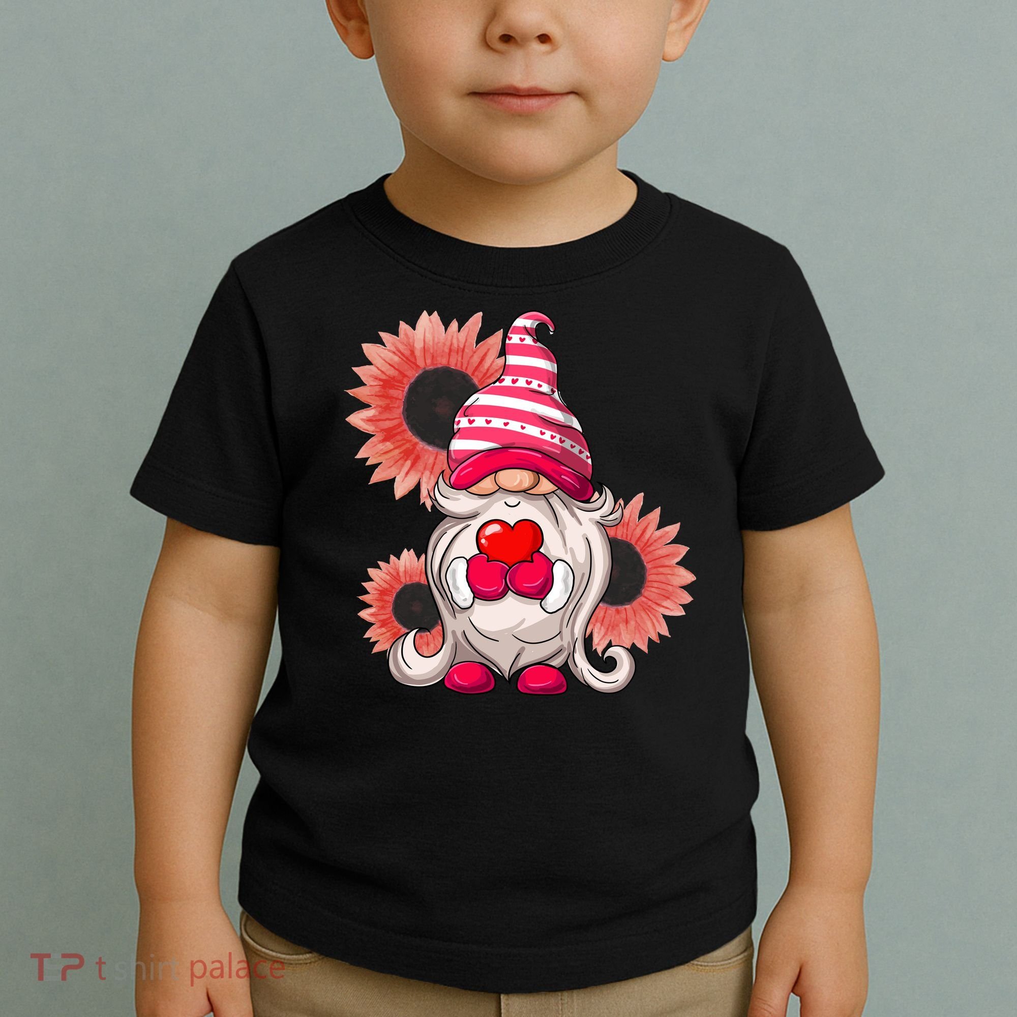 Happy Valentine's Day Gnome Sunflower Toddler T-Shirt