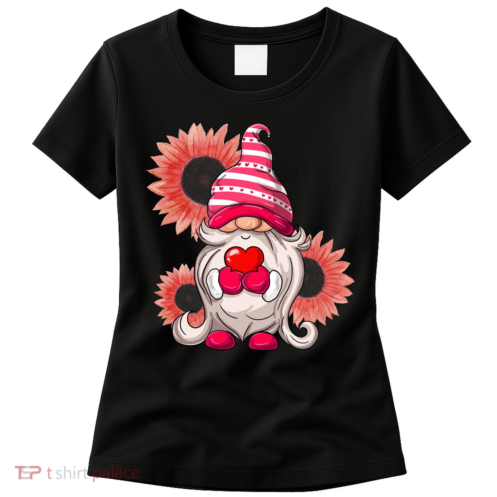 Happy Valentine's Day Gnome Sunflower Women's T-Shirt