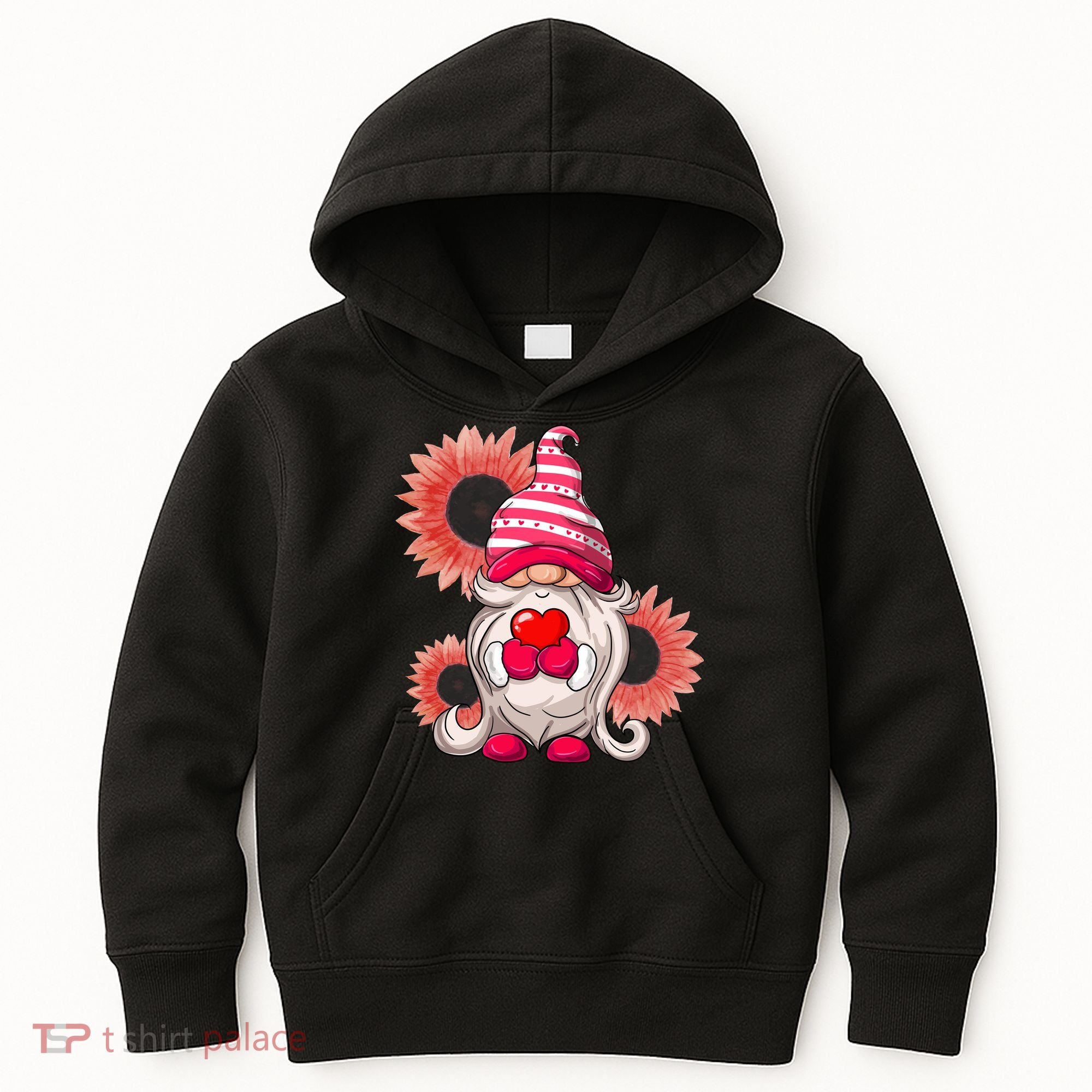 Happy Valentine's Day Gnome Sunflower Kids Hoodie