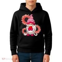 Happy Valentine's Day Gnome Sunflower Kids Hoodie thumb 4