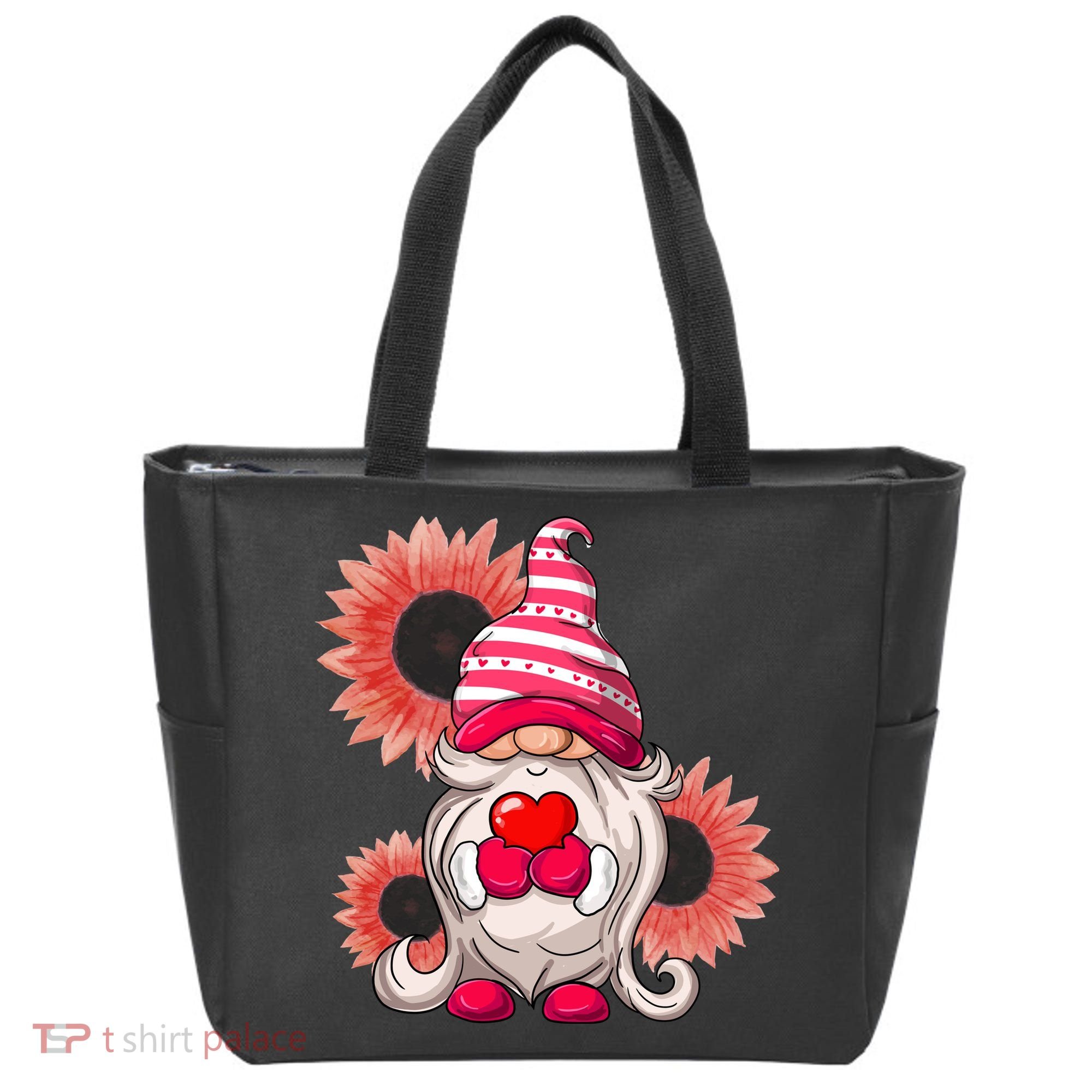 Happy Valentine's Day Gnome Sunflower Tote Bag