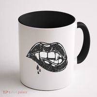 Halloween Vampire Fangs Female Lips Blood Coffee Mug thumb 1