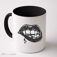 Halloween Vampire Fangs Female Lips Blood Coffee Mug thumb 0