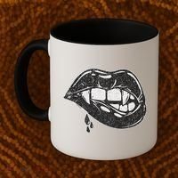 Halloween Vampire Fangs Female Lips Blood Coffee Mug thumb 2