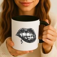 Halloween Vampire Fangs Female Lips Blood Coffee Mug thumb 3