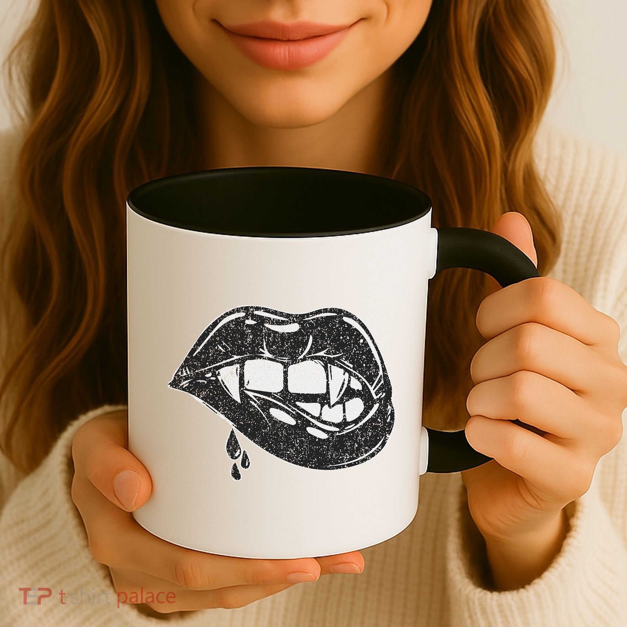 Halloween Vampire Fangs Female Lips Blood Coffee Mug