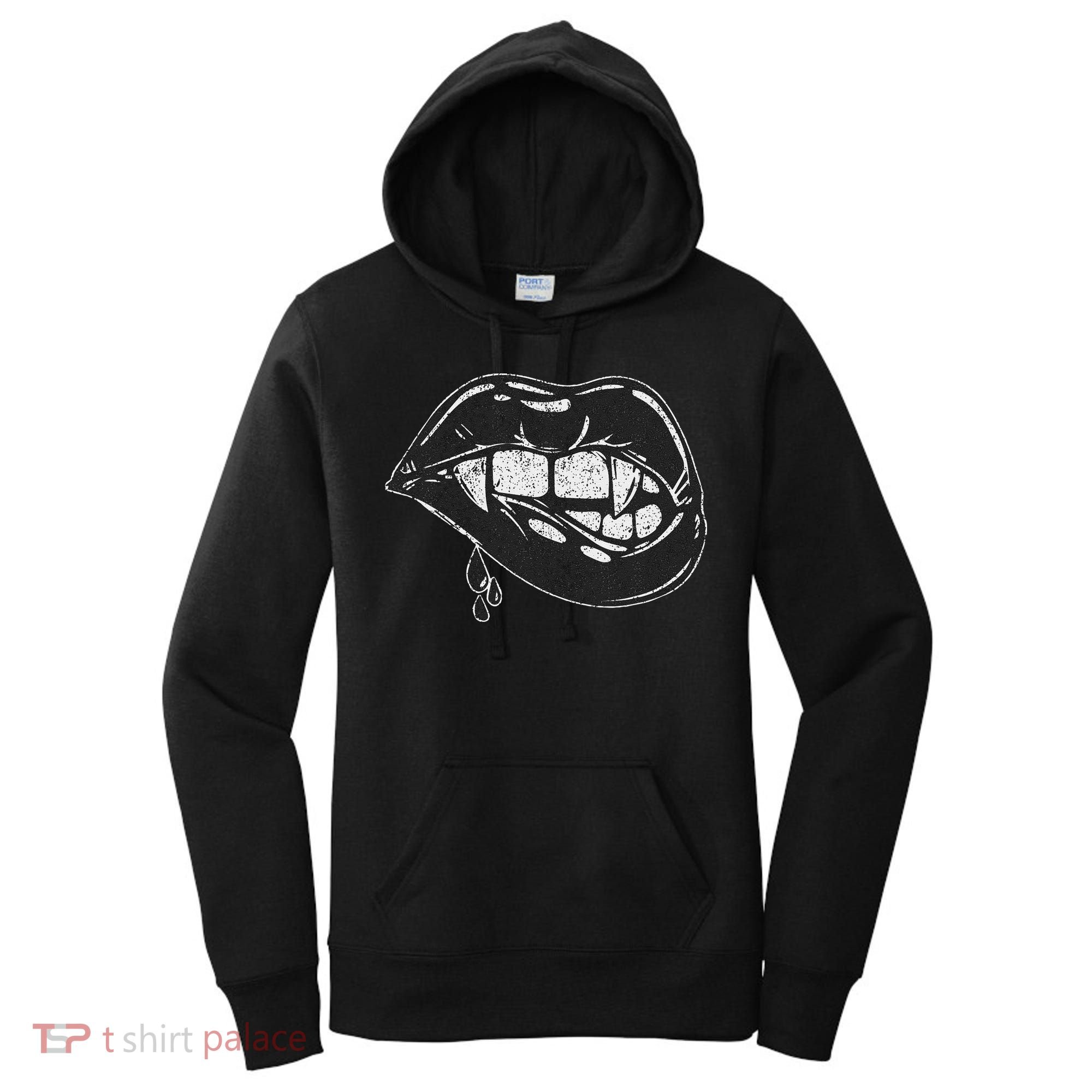 Halloween Vampire Fangs Female Lips Blood Women's Hoodie