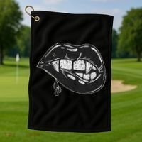 Halloween Vampire Fangs Female Lips Blood Golf Towel thumb 1