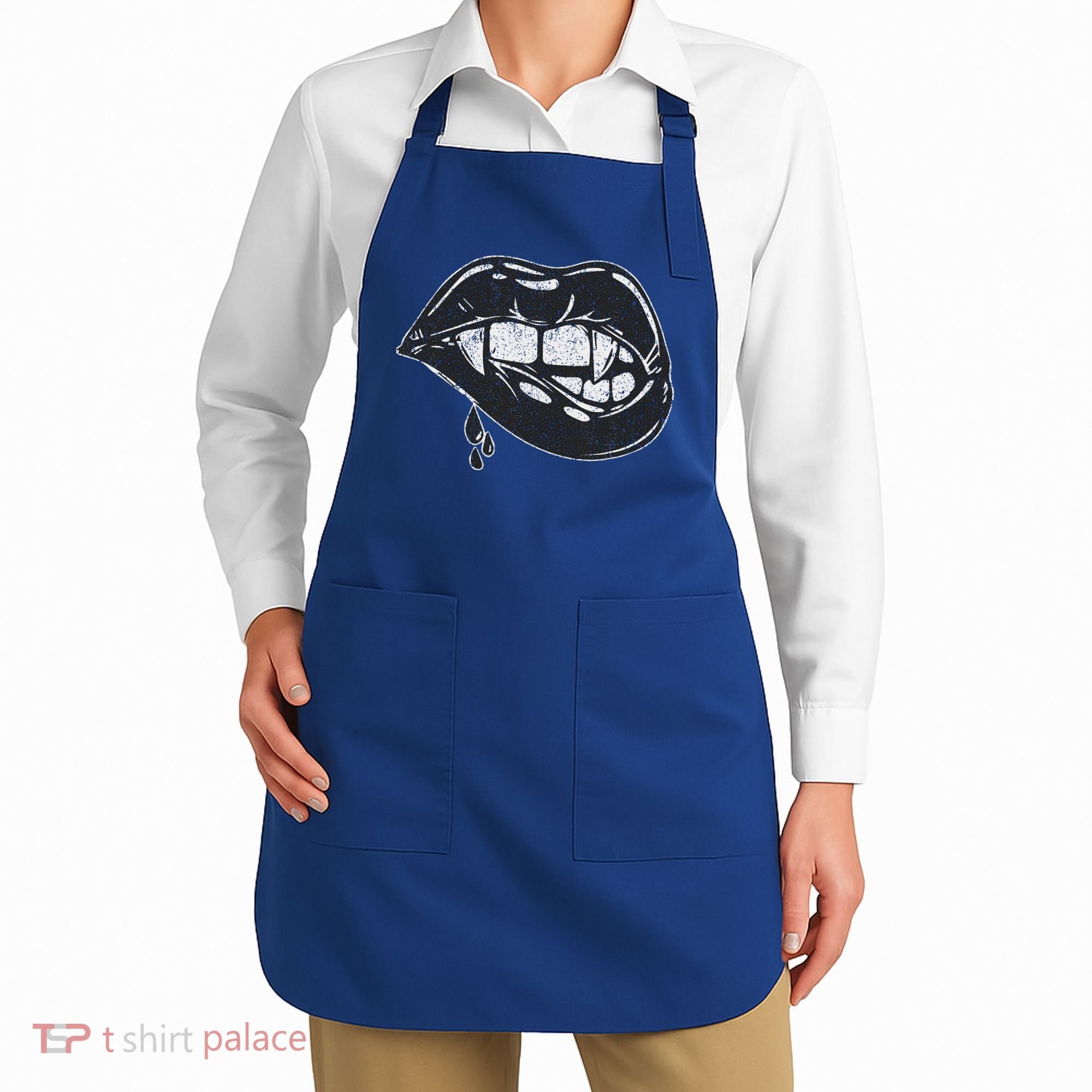 Halloween Vampire Fangs Female Lips Blood Apron