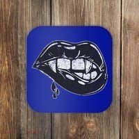 Halloween Vampire Fangs Female Lips Blood Coaster thumb 0