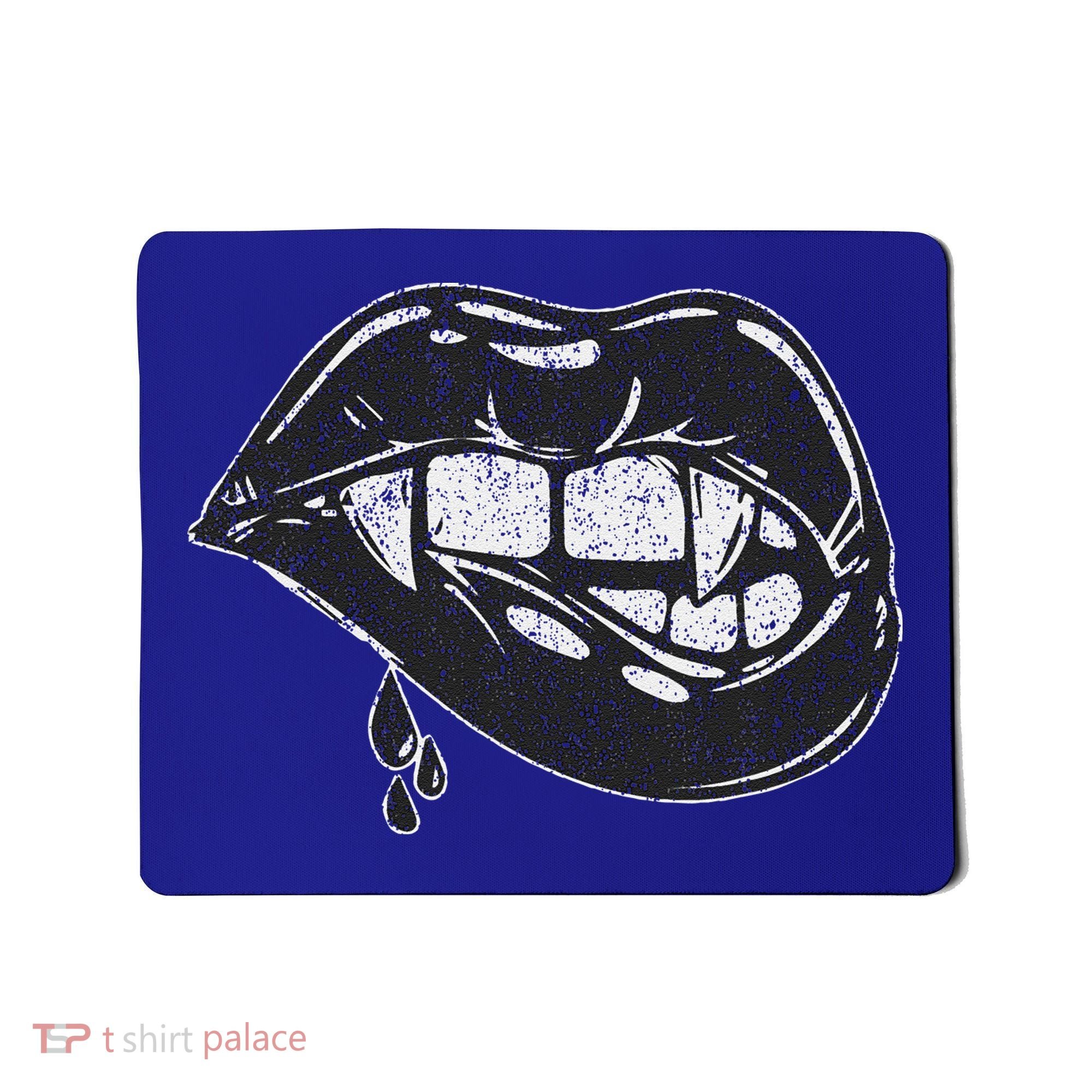 Halloween Vampire Fangs Female Lips Blood Mousepad
