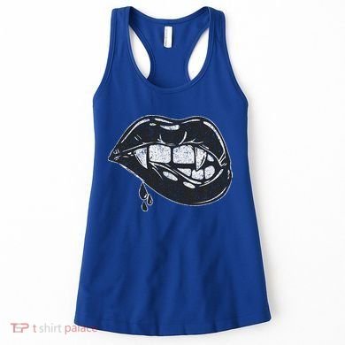 Halloween Vampire Fangs Female Lips Blood Women's Tank Top