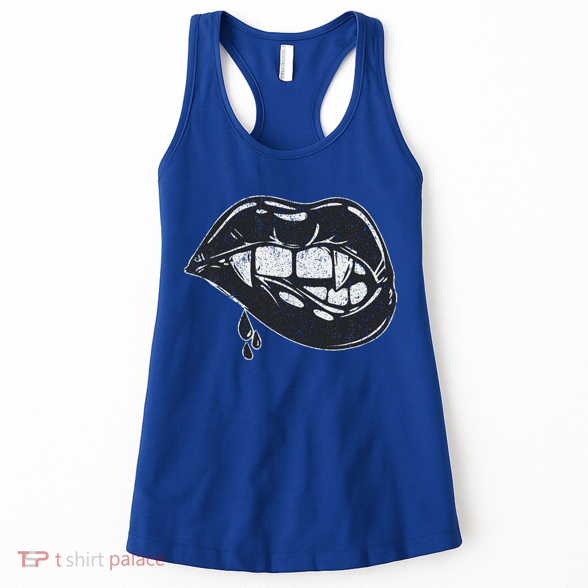 Halloween Vampire Fangs Female Lips Blood Women's Tank Top