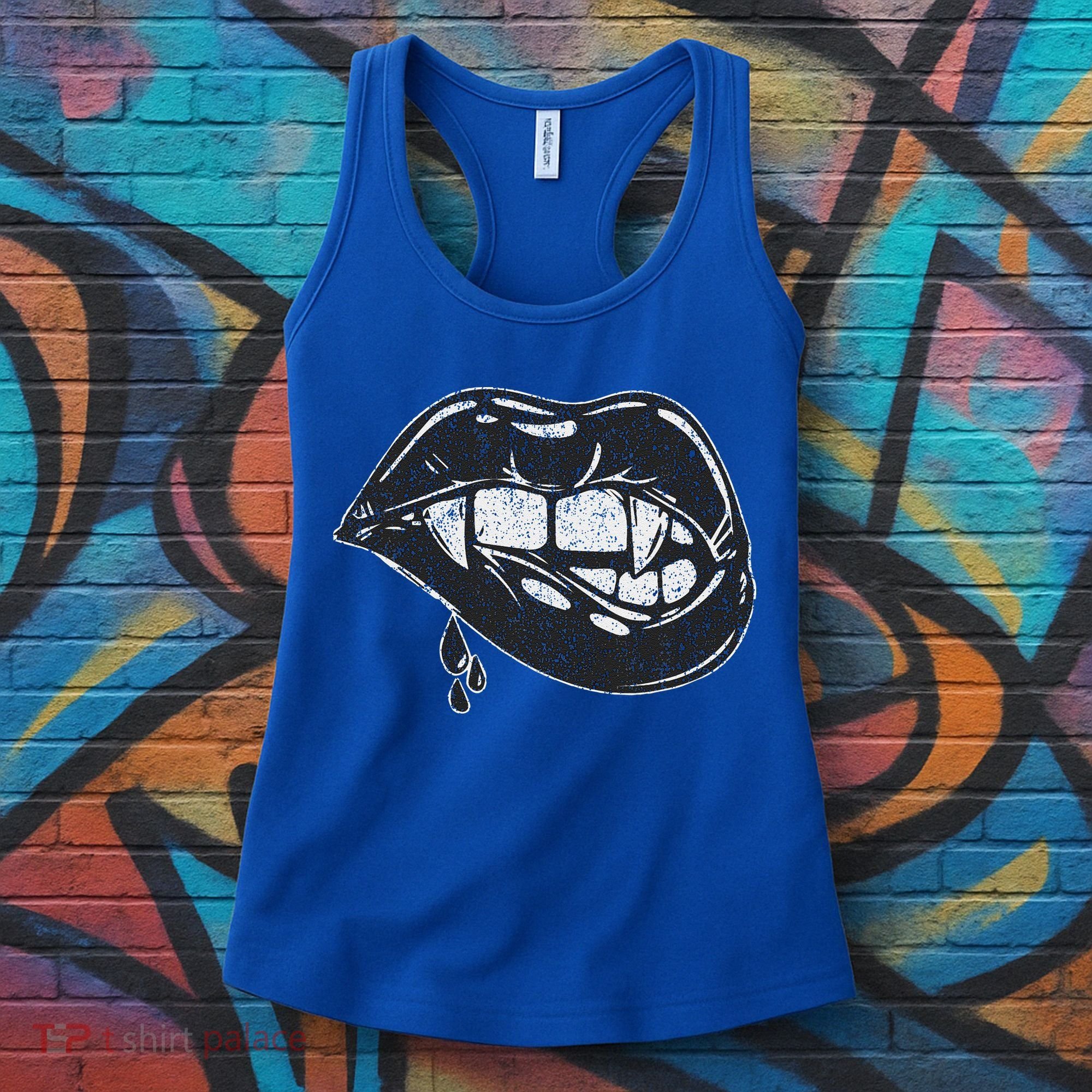 Halloween Vampire Fangs Female Lips Blood Women's Tank Top
