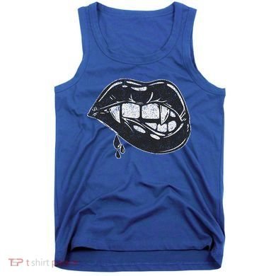 Halloween Vampire Fangs Female Lips Blood Tank Top