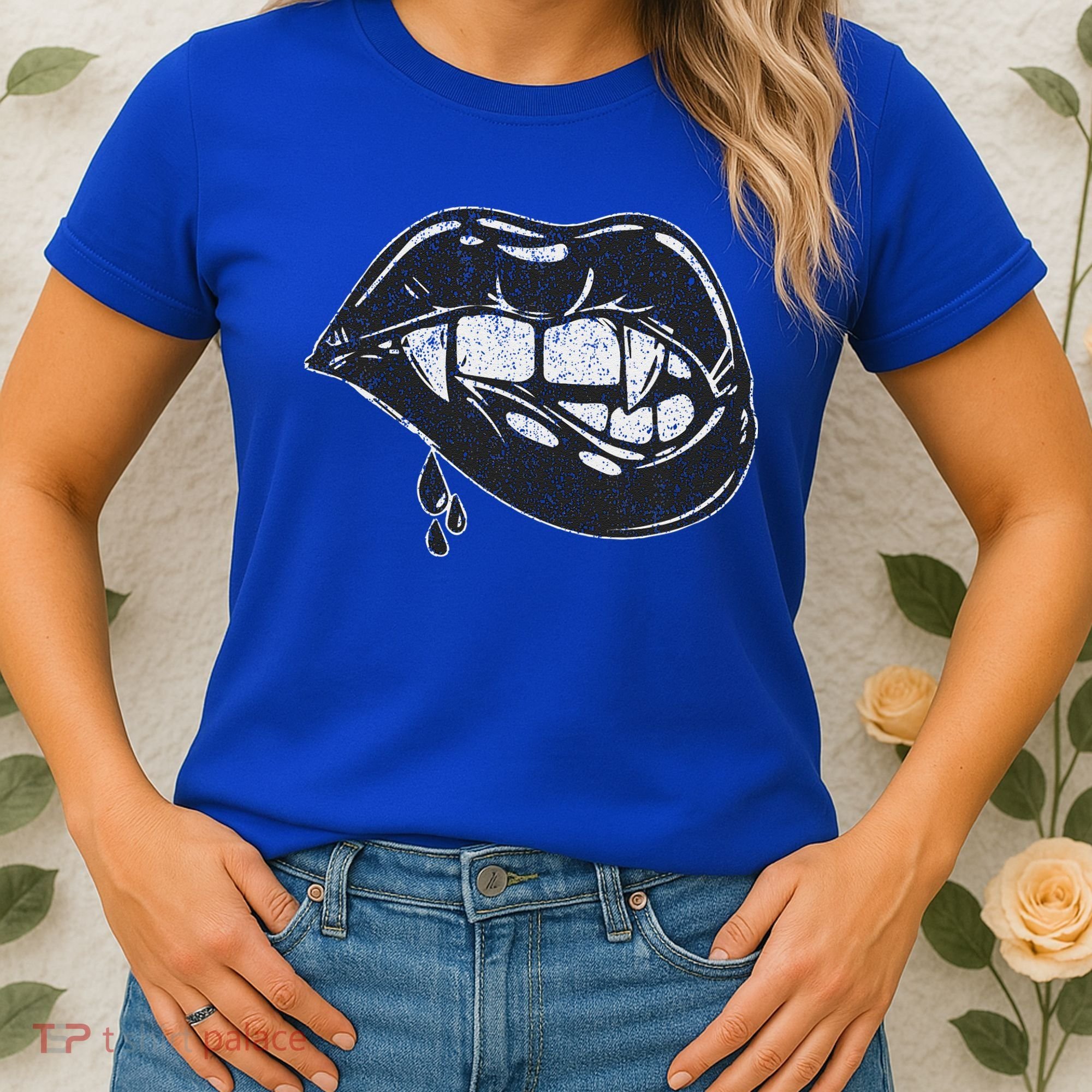 Halloween Vampire Fangs Female Lips Blood Women's T-Shirt