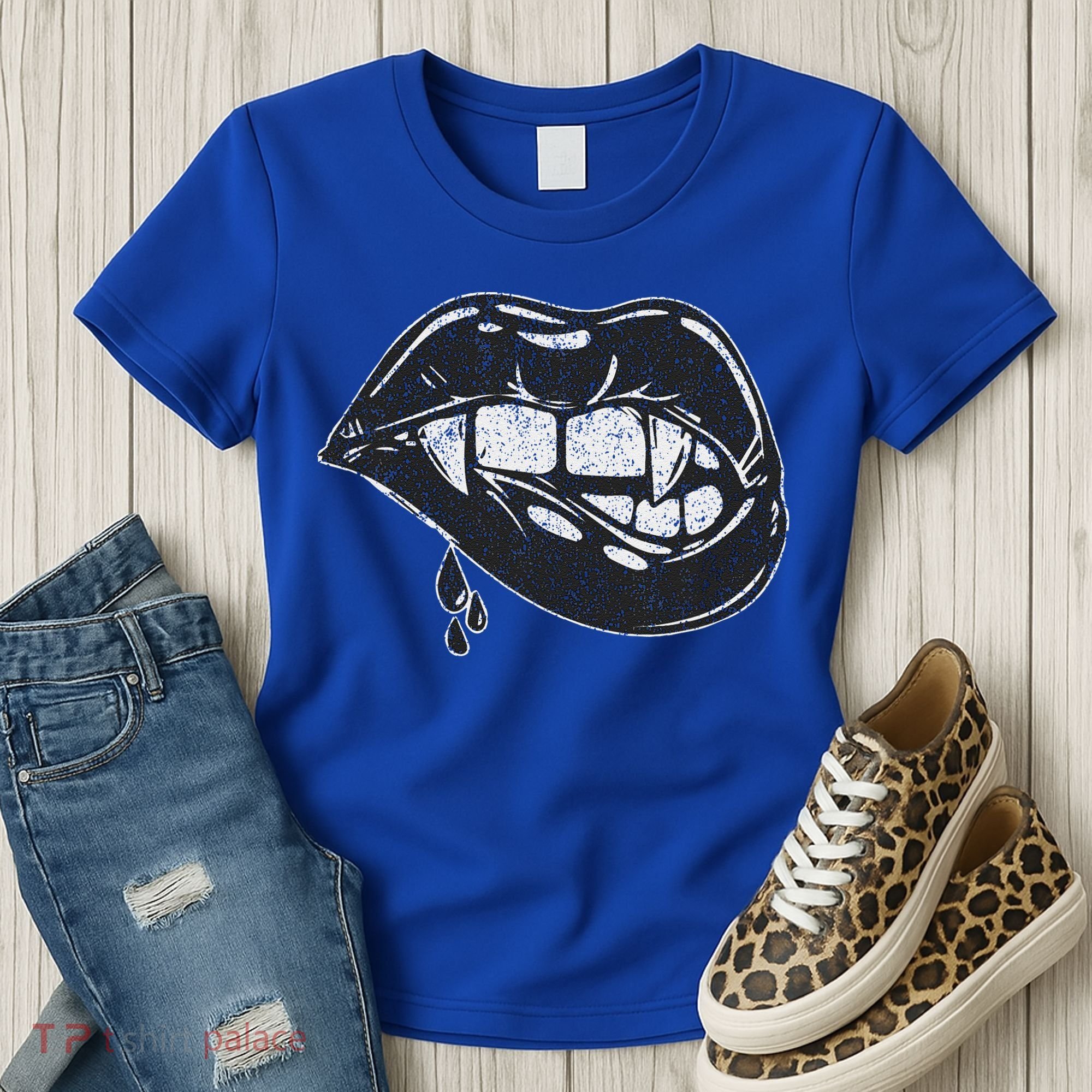 Halloween Vampire Fangs Female Lips Blood Women's T-Shirt