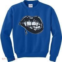 Halloween Vampire Fangs Female Lips Blood Kids Sweatshirt thumb 0